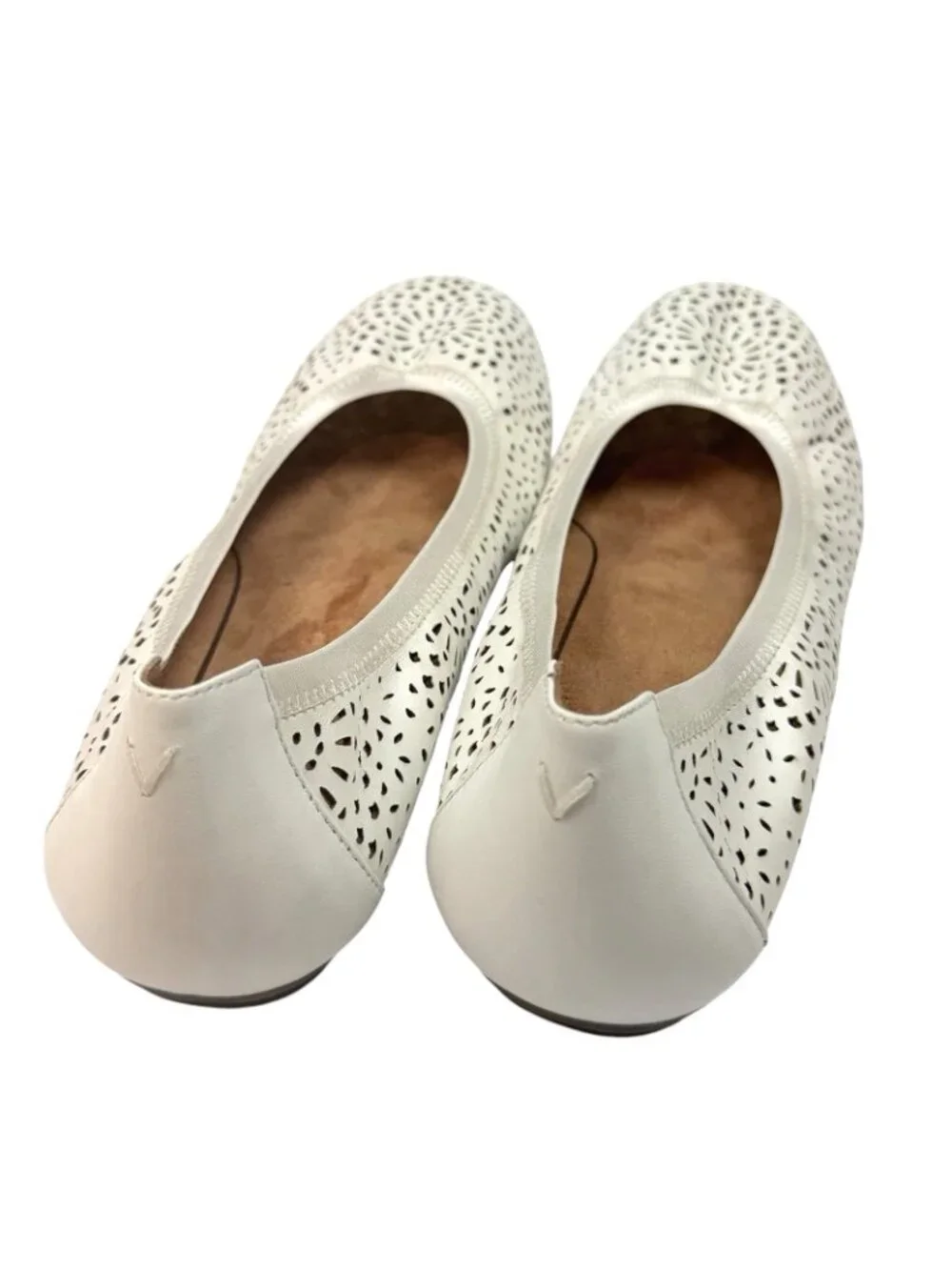 Vionic Robyn Ballet Flats Size 8.5 Perforated Napa Leather White Laser Cut Shoes
